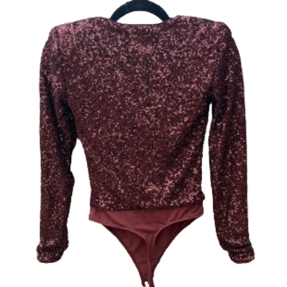 Express Sequin V Neck Bodysuit NWT - Picture 4 of 12